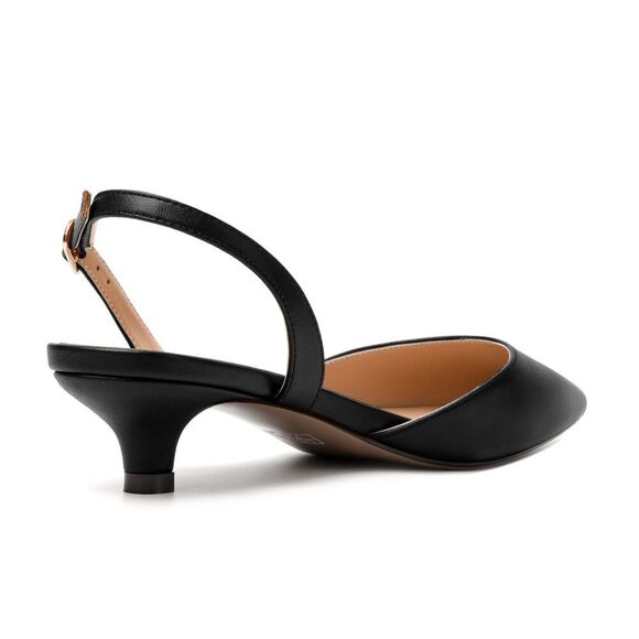 Womens Backstrap Pointed Toe Matte Dress Wedding Fashion Buckle Kitten Low Heel - Picture 5 of 7